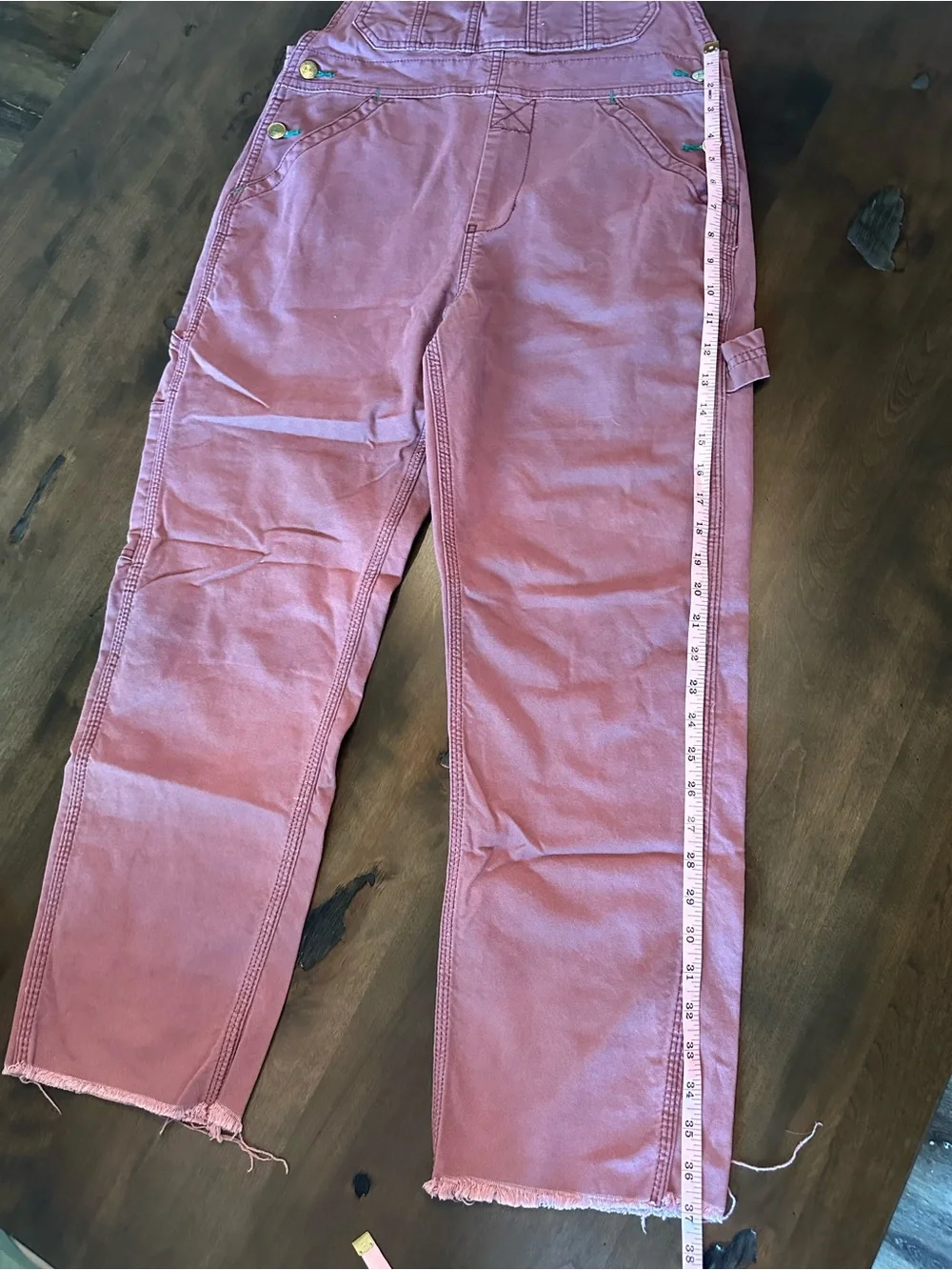 Liberty Rose-Pink Overalls with green accents Size S - Picture 11 of 15